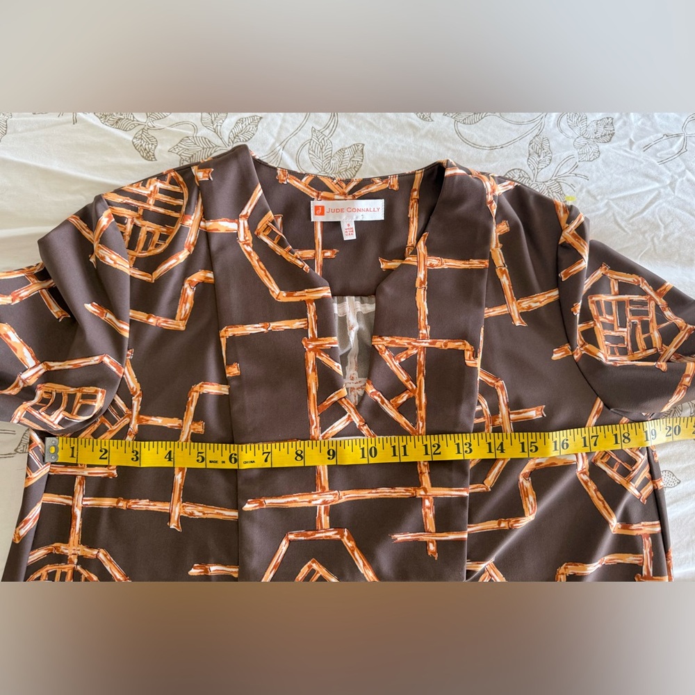 Jude Connally Kerry Mini Swing Dress , Bamboo Lattice Jude Cloth Brown Size S - Picture 6 of 9